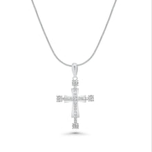 Load image into Gallery viewer, Sterling Silver Rhodium Plated Moissanite Double Layer Cross Pendant