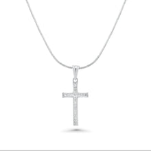 Load image into Gallery viewer, Sterling Silver Rhodium Plated Moissanite Classic Cross Pendant