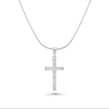 Sterling Silver Rhodium Plated Moissanite Classic Cross Pendant