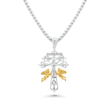 Load image into Gallery viewer, Sterling Silver Two Tone Plated Moissanite Crucifix Jesus Cross Cherubs Caravaca Pendant