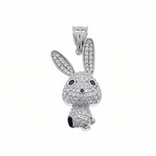 Load image into Gallery viewer, Sterling Silver Rhodium Plated Moissanite Small Whimsical Rabbit Pendant