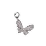 Sterling Silver Rhodium Plated Moissanite Brushed Textured Butterfly Pendant