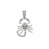 Sterling Silver Rhodium Plated Moissanite Iced Scorpion Pendant
