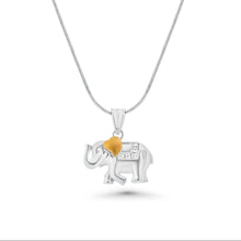 Load image into Gallery viewer, Sterling Silver Two Tone Plated Moissanite Elephant Pendant