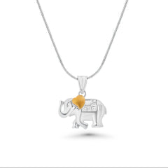 Sterling Silver Two Tone Plated Moissanite Elephant Pendant