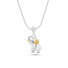 Load image into Gallery viewer, Sterling Silver Two Tone Plated Moissanite Baby Elephant Pendant