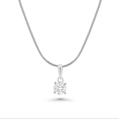 Sterling Silver Rhodium Plated Moissanite Four Prong Pendant