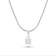 Sterling Silver Rhodium Plated Moissanite Four Prong Pendant