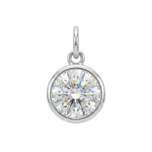 Load image into Gallery viewer, Sterling Silver Rhodium Plated Moissanite Bezel Set Round Solitaire Pendant