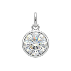 Sterling Silver Rhodium Plated Moissanite Bezel Set Round Solitaire Pendant