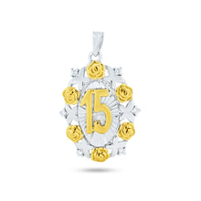 Load image into Gallery viewer, Sterling Silver Two Tone Plated Moissanite Oval Disc Quinceanera Pendant