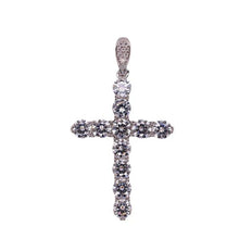 Load image into Gallery viewer, Sterling Silver Rhodium Plated Moissanite Cross Pendant