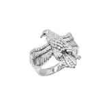 Sterling Silver Rhodium Plated Moissanite Men's Eagle Statement Ring
