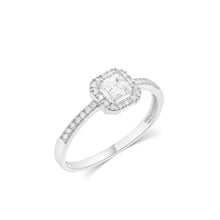 Load image into Gallery viewer, Sterling Silver Rhodium Plated Moissanite Halo Setting Pave Ring