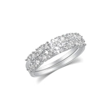 Load image into Gallery viewer, Sterling Silver Rhodium Plated Moissanite Round Solitaire Center Double Band Ring