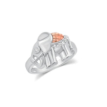 Load image into Gallery viewer, Sterling Silver Two Tone Plated Moissanite Shiny Detailed Elephant Ring