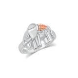 Sterling Silver Two Tone Plated Moissanite Shiny Detailed Elephant Ring