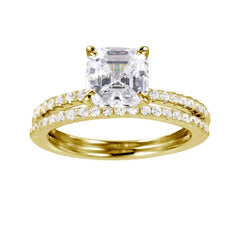 Sterling Silver Gold Plated Moissanite Stackable Bridal Ring