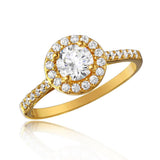 Sterling Silver Gold Plated Moissanite Thin Micro Pave Ring