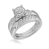 Sterling Silver Rhodium Plated Moissanite Sideway Stone Design Custer Center Wedding Ring