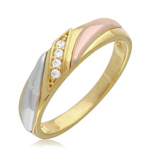 Load image into Gallery viewer, Sterling Silver Three Tone Plated Men's Moissanite Overlap Wedding Ring