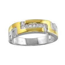Load image into Gallery viewer, Sterling Silver Two Tone Plated Moissanite Geometric Band Ring