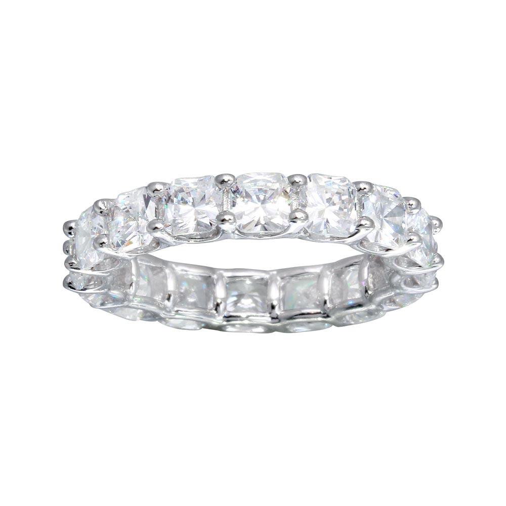 Sterling Silver Rhodium Plated Moissanite Eternity Band Ring