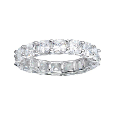 Sterling Silver Rhodium Plated Moissanite Eternity Band Ring
