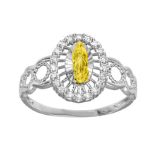 Load image into Gallery viewer, Sterling Silver Two Tone Plated Moissanite Lady Of Guadalupe Open Circle Shank Ring
