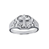 Sterling Silver Rhodium Plated Moissanite Men's Cross Ring