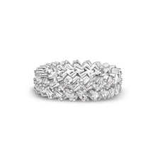 Load image into Gallery viewer, Sterling Silver Rhodium Plated Moissanite Double Eternity Band Baguette Ring