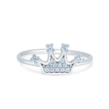 Load image into Gallery viewer, Sterling Silver Rhodium Plated Moissanite Crown Design Ring
