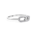 Sterling Silver Rhodium Plated Moissanite Oval Fidgeting Ring