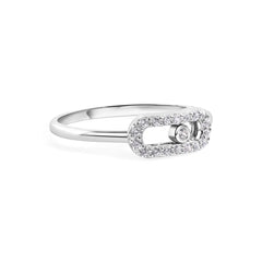 Sterling Silver Rhodium Plated Moissanite Oval Fidgeting Ring