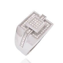 Load image into Gallery viewer, Sterling Silver Rhodium Plated Square Top Moissanite Pave Men&#39;s Statement Ring