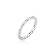 Load image into Gallery viewer, Sterling Silver Rhodium Plated Moissanite Eternity Ring