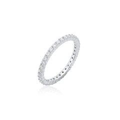 Sterling Silver Rhodium Plated Moissanite Eternity Ring