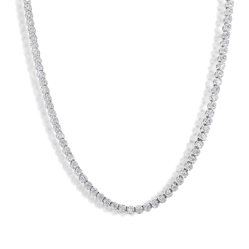 Sterling Silver Rhoidum Plated Moissanite Stone Tennis 3mm Necklace Or Bracelet
