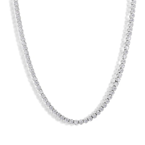 Sterling Silver Rhoidum Plated Moissanite Stone Tennis 3mm Necklace Or Bracelet