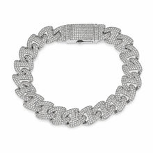 Load image into Gallery viewer, Sterling Silver Rhodium Plated Moissanite Pave Cuban Link Bracelet
