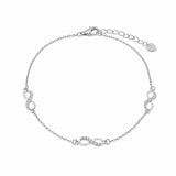 Sterling Silver Rhodium Plated Moissanite Infinity Charms Bracelet