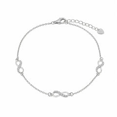 Sterling Silver Rhodium Plated Moissanite Infinity Charms Bracelet