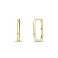 Load image into Gallery viewer, Sterling Silver Gold Plated Moissanite Geometric Rectangular Hoop Earrings