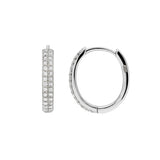 Sterling Silver Rhodium Plated Moissanite Micro Pave Huggie Hoop Earrings