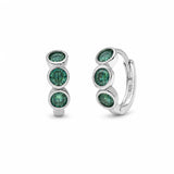 Sterling Silver Rhodium Plated Emerald Green Round Moissanite Higgie Earrings