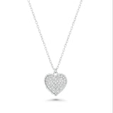 Sterling Silver Rhodium Plated Moissanite Heart Studded Adjustable Necklace