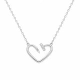 Sterling Silver Rhodium Plated Moissanite Open Heart Necklace