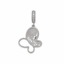 Load image into Gallery viewer, Sterling Silver Rhodium Plated Moissanite Honeycomb Butterfly Pendant
