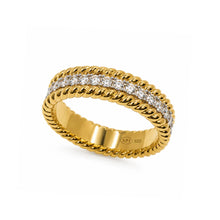 Load image into Gallery viewer, Sterling Silver Two Tone Plated Moissanite Men's Rope Edge Eternity Band Ring