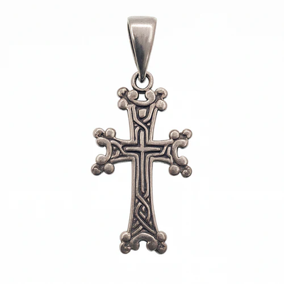 Sterling Silver Oxidized Ornate Cross With Intricate Detailing Pendant